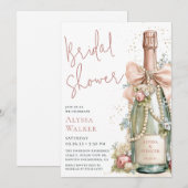 Bridal Shower Champagne Bottle 招待状 (正面/裏面)