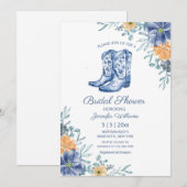bridal shower cowgirl boots flowers western 招待状 (正面/裏面)