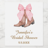 bridal shower cowgirl boots with bow western chic ワインラベル (シングルラベル)
