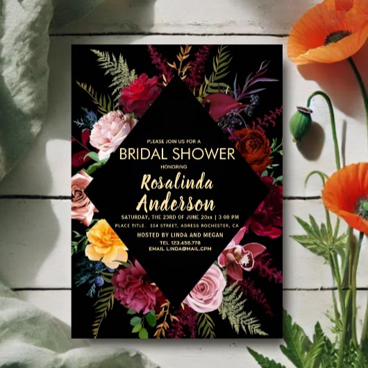 Bridal Shower Design Floral Barn Wood  招待状