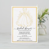 Bridal Shower dress and flowers 箔招待状 (立ち正面)