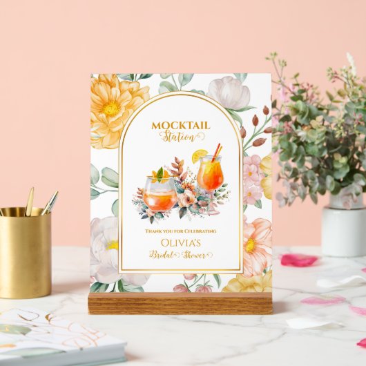 Bridal Shower Drink Bar Floral Mocktail Station アクリルサイン (ウェディング)