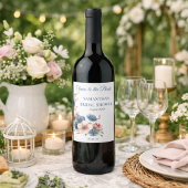 Bridal Shower Dusty Blue Floral Custom ワインラベル