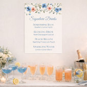 Bridal Shower Dusty Blue Floral Drink Menu