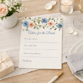 Bridal Shower Dusty Blue Floral Watercolor アドバイスカード