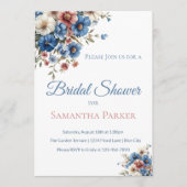 Bridal Shower Dusty Blue Wildflower Garden 招待状 (正面)