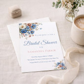 Bridal Shower Dusty Blue Wildflower Garden 招待状