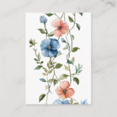 Bridal Shower Elegant Blue Floral Event Details エンクロージャーカード (裏面)