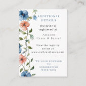 Bridal Shower Elegant Blue Floral Event Details エンクロージャーカード (正面)