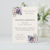 Bridal Shower Event Details Romantic Purple Floral エンクロージャーカード (スタンド正面)