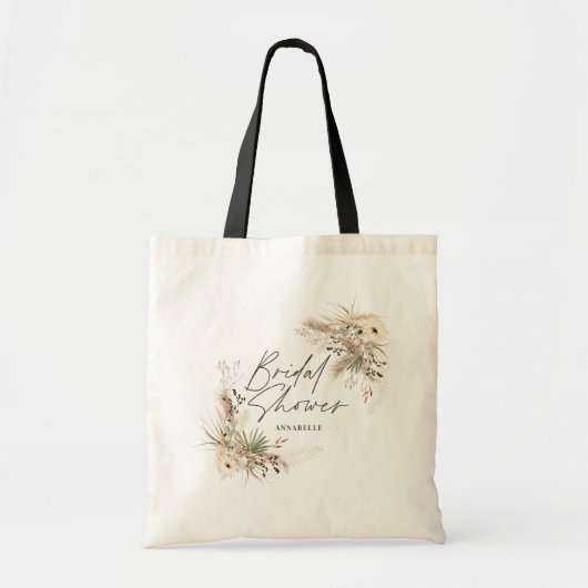 Bridal shower favor pampas eucalyptus elegant トートバッグ (正面)