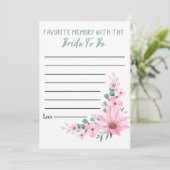 Bridal Shower Favorite Memory Game Pink Flowers アドバイスカード (スタンド正面)