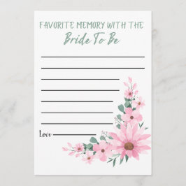 Bridal Shower Favorite Memory Game Pink Flowers アドバイスカード