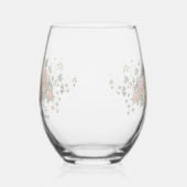 Bridal Shower floral bird Monogram Elegant Simple  ステムなしワイングラス (左)