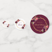 Bridal shower floral gold geometric burgundy name コンフェッティ (正面)