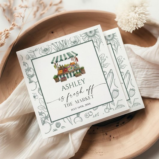 Bridal Shower Fresh Off The Market  スタンダードカクテルナプキン