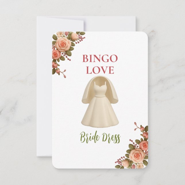Bridal Shower Game Bingo Card – Bride Dress (正面)