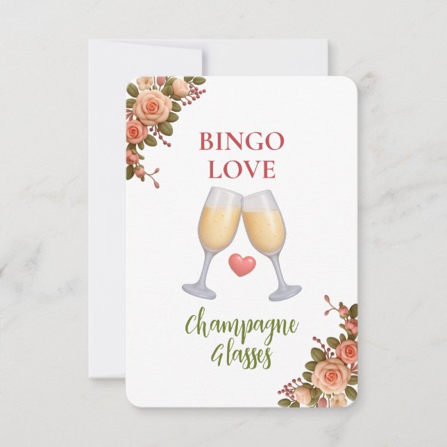 Bridal Shower Game Bingo Card – Champagne Glasses (正面)