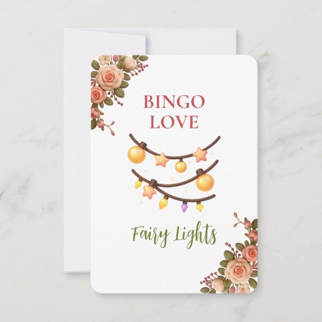 Bridal Shower Game Bingo Card – Fairy Lights (正面)