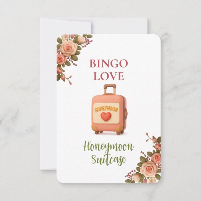 Bridal Shower Game Bingo Card – Honeymoon Suitcase (正面)