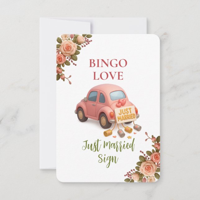 Bridal Shower Game Bingo Card – Just Married Sign (正面)