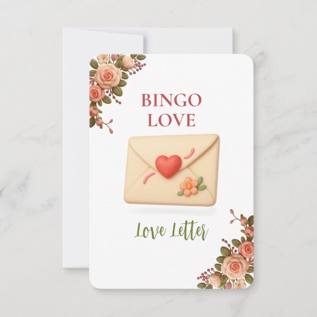 Bridal Shower Game Bingo Card – Love Letter (正面)