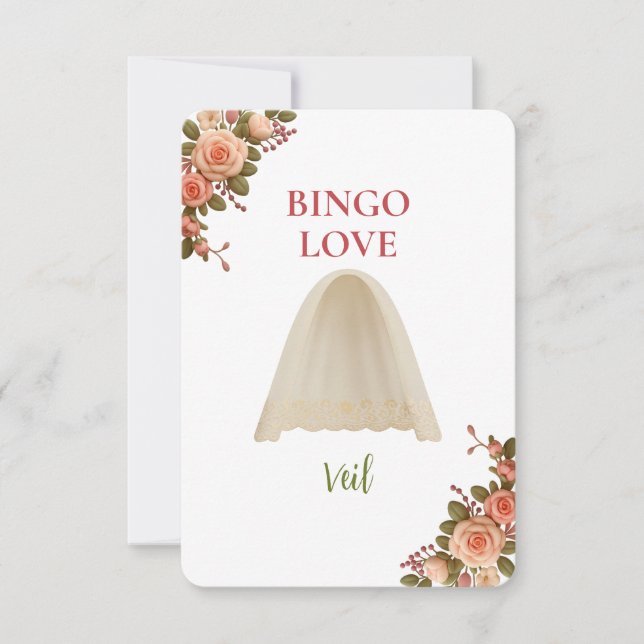 Bridal Shower Game Bingo Card – Veil (正面)