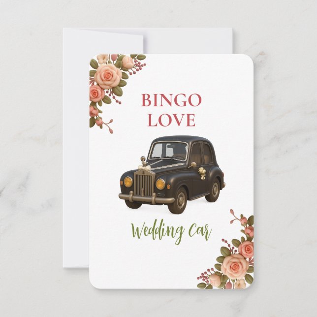 Bridal Shower Game Bingo Card – Wedding Car (正面)