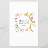 Bridal Shower Game Know the Bride Wildflowers Flye チラシ (裏面)