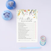 Bridal Shower Game Know the Bride Wildflowers Flye チラシ (シングル)