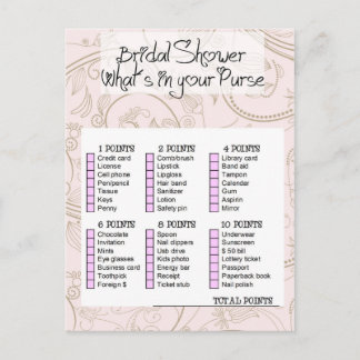 Bridal shower game- What is in your purse? インビテーションポストカード