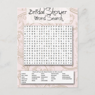 Bridal Shower game, Word SEarch インビテーションポストカード