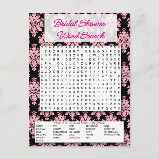 Bridal shower game- Word search- インビテーションポストカード (正面)