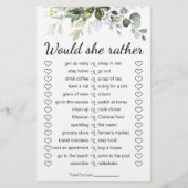 Bridal Shower Game Would She Rather Card チラシ (正面)