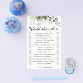 Bridal Shower Game Would She Rather Card チラシ (シングル)