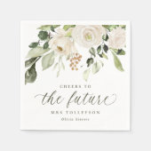 Bridal Shower Garden Sage Green Floral Elegant スタンダードカクテルナプキン (正面)