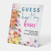 Bridal Shower Guess How Many Kisses Spring Floral 台座サイン (正面)