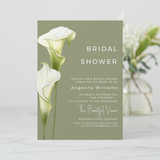 Bridal Shower Invitation "Delicate Calla Lilies" 招待状 (スタンド正面)