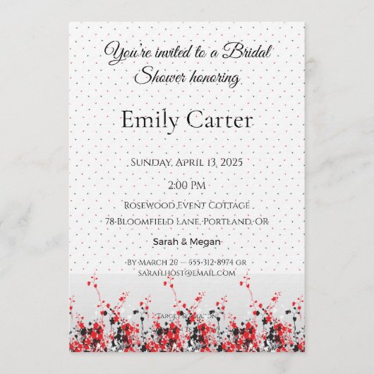 Bridal Shower Invitation Elegant Floral Template 招待状 (正面)