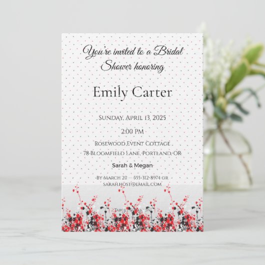 Bridal Shower Invitation Elegant Floral Template 招待状 (スタンド正面)