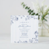 Bridal Shower Invitation Something Blue Stripes 招待状 (スタンド正面)