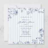 Bridal Shower Invitation Something Blue Stripes 招待状 (正面)