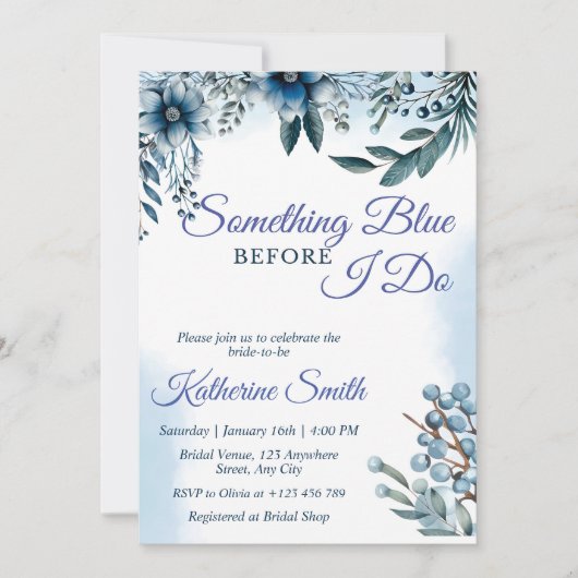 Bridal Shower Invitation Template, Something Blue  招待状 (正面)