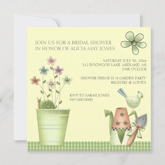 Bridal Shower Invitations or Garden Party Event 招待状 (正面)