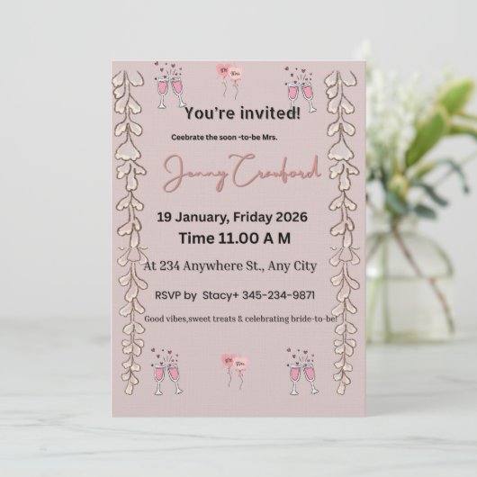 Bridal Shower Invite | Editable Digital Template | 招待状 (スタンド正面)