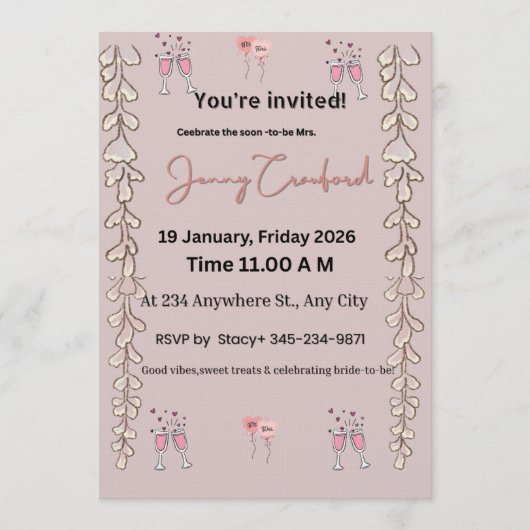 Bridal Shower Invite | Editable Digital Template | 招待状 (正面)