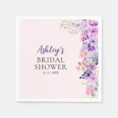 Bridal Shower Invite with Purple Spring Wildflower スタンダードカクテルナプキン (正面)