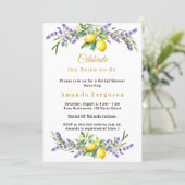 Bridal Shower lavender florals lemons 招待状 (スタンド正面)