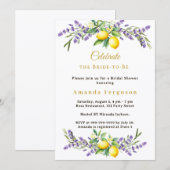Bridal Shower lavender florals lemons 招待状 (正面/裏面)