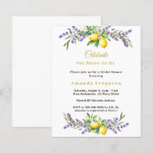 Bridal Shower lavender florals lemons invitation (正面/裏面)